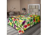 Abakuhaus Lenzuolo Con Uccellini, Simpatici Uccellini Felici Che Cantano Su Vivaci Rami Di Alberi Con Foglie Primaverili Colorate, Morbido E Confortevole Lenzuolo Superiore Per Un Letto Decorativo 1 Pezzo 260 Cm X 168 Cm, Multicolore