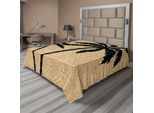 Abakuhaus Lenzuolo Tropicale, Composizione Con Sagome Di Palme Su Sfondo A Zig-Zag, Lenzuolo Morbido E Confortevole Per Un Letto Decorativo 1 Pezzo 244 Cm X 205 Cm, Marrone Chiaro E Nero