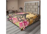 Abakuhaus Lenzuolo Con Calamaro, Tentacoli, Rose E Foglie, Tema Marino Vintage, Lenzuolo Morbido E Confortevole Per Un Letto Decorativo, 1 Pezzo, 260 Cm X 228 Cm, Marrone Chiaro Rosa