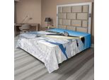 Abakuhaus Lenzuolo Con Pinguini, Penguins Pole Wildlife Nuotare Volare Ballare Famiglie Iceberg Dell'antartide, Morbido E Confortevole Lenzuolo Superiore Per Un Letto Decorativo 1 Pezzo 266 Cm X 260 Cm, Multicolore