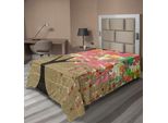 Abakuhaus Lenzuolo Con Albero, Uccellini Felici Che Cantano Su Un Ramo Vivace Con Foglie Primaverili Colorate, Lenzuolo Morbido E Confortevole Per Un Letto Decorativo 1 Pezzo 260 Cm X 168 Cm, Multicolore