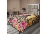 Abakuhaus Lenzuolo Con Calamaro, Tentacoli, Rose E Foglie, Tema Marino Vintage, Lenzuolo Morbido E Confortevole Per Un Letto Decorativo, 1 Pezzo, 190 Cm X 100 Cm, Marrone Chiaro Rosa