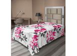 Abakuhaus Lenzuolo A Fiori, Motivo Nostalgico Ripetitivo Con Fiori E Foglie Astratti, Lenzuolo Superiore Morbido E Confortevole Per Un Letto Decorativo 1 Pezzo 260 Cm X 168 Cm, Magenta Grigio Scuro Bianco