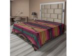 Abakuhaus Lenzuolo Etnico, Motivo Tribale A Triangoli Su Strisce Colorate Motivi Folk Artistici, Lenzuolo Morbido E Confortevole Per Un Letto Decorativo 1 Pezzo 260 Cm X 228 Cm, Multicolore