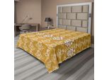 Abakuhaus Lenzuolo Vittoriano, Vintage Con Motivo Floreale Su Damasco Monocromatico Dipinto A Mano, Lenzuolo Superiore Morbido E Confortevole Per Un Letto Decorativo 1 Pezzo 266 Cm X 260 Cm, Giallo Scuro Champagne