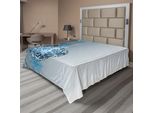 Abakuhaus Lenzuolo Natalizio, Motivo Astratto Con Fiocchi Di Neve E Volute, Per Le Festività Natalizie, Morbido E Confortevole Lenzuolo Superiore Per Un Letto Decorativo, 1 Pezzo, 244 Cm X 205 Cm, Blu, Azzurro, Bianco