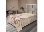 Abakuhaus Paris Lenzuolo, "Torre Eiffel - Fiori - Romantico - Vendemmia - Bicicletta Con Fiori"" ""Bonjour Paris"" ""Stampa Con Citazione"", Lenzuolo Morbido E Confortevole Per Un Letto Decorativo 1 Pezzo 260 Cm X 168 Cm, Beige"