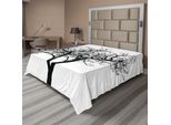 Abakuhaus Lenzuolo Con Albero Solitario, Rami Spogli Monocromatici E Semplici Di Un Albero Invernale A Tema Naturale, Lenzuolo Superiore Morbido E Confortevole Per Un Letto Decorativo 1 Pezzo 244 Cm X 205 Cm, Bianco E Nero