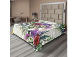 Abakuhaus Lenzuolo Vintage, Motivo Effetto Acquerello Bouquet Primaverile Colorato, Lenzuolo Superiore Morbido E Confortevole Per Un Letto Decorativo 1 Pezzo 275 Cm X 260 Cm, Crema Multicolore
