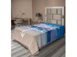 Abakuhaus Lenzuolo Con Proverbio, Questa è La Mia Terra Felice Tipografia Con Stampa Dell'orizzonte Oceanico Con Cielo E Spiaggia Sabbiosa, Morbido E Confortevole Lenzuolo Superiore Per Un Letto Decorativo 1 Pezzo 260 Cm X 168 Cm, Multicolore