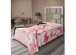 Abakuhaus Lenzuolo Con Fiori, Silhouette Di Ragazza Pescatrice Con Fiori Color Arcobaleno Su Sfondo Rosa Pastello, Lenzuolo Morbido E Confortevole Per Un Letto Decorativo 1 Pezzo 260 Cm X 168 Cm, Multicolore
