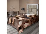 Abakuhaus Lenzuolo Da Baseball, Tema Sportivo Foto Ravvicinata Di Mazze, Palline E Guanti Vista Dall'alto, Lenzuolo Morbido E Confortevole Per Un Letto Decorativo 1 Pezzo 190 Cm X 100 Cm, Marrone Marrone Chiaro