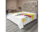 Abakuhaus Lenzuolo Con Mappa Del Mondo, Colorato Design Dettagliato Dei Continenti, Paesi E Mari Illustrazione Cartoon, Lenzuolo Morbido E Confortevole Per Un Letto Decorativo 1 Pezzo 260 Cm X 228 Cm, Multicolore