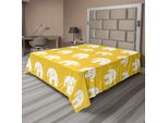 Abakuhaus Lenzuolo Elefante, Motivo Continuo Di Animali Con Grandi Orecchie E Proboscide, Lenzuolo Morbido E Confortevole Per Un Letto Decorativo 1 Pezzo 244 Cm X 205 Cm, Terra Giallo Bianco