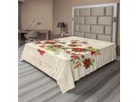 Abakuhaus Lenzuolo Natalizio, Motivo A Tema Natalizio Con Fiori Di Poinsettia E Bacche Di Agrifoglio Con Fascia Di Cervi, Lenzuolo Superiore Morbido E Confortevole Per Un Letto Decorativo 1 Pezzo 266 Cm X 260 Cm, Multicolore