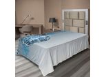 Abakuhaus Lenzuolo Natalizio, Motivo Astratto Con Fiocchi Di Neve E Volute Per Le Festività Natalizie, Morbido E Confortevole Lenzuolo Superiore Per Un Letto Decorativo 1 Pezzo 260 Cm X 168 Cm, Blu, Azzurro, Bianco