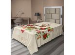 Abakuhaus Lenzuolo Natalizio, Motivo A Tema Natalizio Con Fiori Di Poinsettia E Bacche Di Agrifoglio Con Fascia Di Cervi, Morbido E Confortevole Lenzuolo Superiore Per Un Letto Decorativo 1 Pezzo 190 Cm X 100 Cm, Multicolore