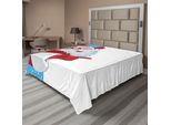 Abakuhaus Lenzuolo Natalizio, Allegra Illustrazione Festiva Con Pupazzo Di Neve Invernale Ed Elementi Stagionali, Morbido E Confortevole Lenzuolo Superiore Per Un Letto Decorativo 1 Pezzo 266 Cm X 260 Cm, Blu Vermiglio Bianco