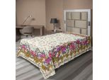 Abakuhaus Lenzuolo Orientale, Botanical Nature Artsy Con Motivo Floreale Primaverile, Lenzuolo Morbido E Confortevole Per Un Letto Decorativo 1 Pezzo 260 Cm X 168 Cm, Color Crema E Multicolore