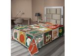 Abakuhaus Lenzuolo Natalizio, Motivo A Quadri Noel Elements Con Omini Di Pan Di Zenzero, Renne, Pupazzi Di Neve E Babbo Natale, Morbido E Confortevole Lenzuolo Superiore Per Un Letto Decorativo 1 Pezzo 260 Cm X 168 Cm, Multicolore
