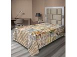 Abakuhaus Lenzuolo Vintage, Motivi Etnici In Colori Pastello Con Dettagli Floreali, Lenzuolo Superiore Morbido E Confortevole Per Un Letto Decorativo 1 Pezzo 260 Cm X 168 Cm, Avorio E Multicolore
