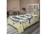 Abakuhaus Lenzuolo Nautico, Costa Retrò, Vecchio Faro, Nave, Timone, Uccelli Marini Antichi, Gabbiani, Lenzuolo Morbido E Confortevole Per Un Letto Decorativo, 1 Pezzo, 260 Cm X 168 Cm, Grigio, Giallo, Blu-Grigio