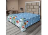 Abakuhaus Lenzuolo Natalizio, Tema Festa Dei Pupazzi Di Neve, Composizione Cartoon, Elementi Invernali, Alberi, Fiocchi Di Neve, Lenzuolo Morbido E Confortevole Per Un Letto Decorativo, 1 Pezzo, 260 Cm X 228 Cm, Multicolore