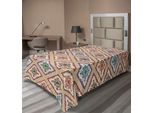 Abakuhaus Lenzuolo In Damasco, Motivo Ornamentale Colorato A Rombi, Lenzuolo Superiore Morbido E Confortevole Per Un Letto Decorativo 1 Pezzo 260 Cm X 168 Cm, Avorio E Multicolore