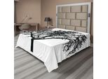 Abakuhaus Lenzuolo Da Letto, Silhouette Di Rami Spogli In Design Monocromatico, Illustrazione Naturale, Lenzuolo Superiore Morbido E Confortevole Per Un Letto Decorativo, 1 Pezzo, 260 Cm X 228 Cm, Grigio Antracite E Bianco