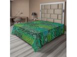 Abakuhaus Lenzuolo Con Motivi Floreali, Tonalità Verde Monocromatico Con Motivi Naturali E Volute, Morbido E Confortevole Lenzuolo Superiore Per Un Letto Decorativo 1 Pezzo 275 Cm X 260 Cm, Verde Smeraldo Verde Giada