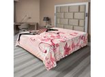 Abakuhaus Lenzuolo Con Fiori, Silhouette Di Ragazza Pescatrice Con Fiori Color Arcobaleno Su Sfondo Rosa Pastello, Lenzuolo Morbido E Confortevole Per Un Letto Decorativo 1 Pezzo 244 Cm X 205 Cm, Multicolore