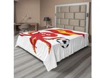 Abakuhaus Spagna Lenzuolo, Motivo Equestre Con Animali Al Galoppo Sulla Sabbia E Cavalli Che Corrono, Lenzuolo Morbido E Confortevole Per Un Letto Decorativo 1 Pezzo 260 Cm X 228 Cm, Giallo Vermiglio E Bianco