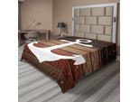 Abakuhaus Lenzuolo Da Letto Marino, Tema Barca Ancora Marina Acqua Anticato Rustico Legno Occidentale, Morbido E Confortevole Lenzuolo Superiore Per Un Letto Decorativo 1 Pezzo 275 Cm X 260 Cm, Marrone Bianco