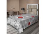 Abakuhaus Lenzuolo Natalizio, Tema Tradizionale Festivo Con Stelle Pendenti E Fiocchi Di Neve Decorativi, Lenzuolo Morbido E Confortevole Per Un Letto Decorativo 1 Pezzo 260 Cm X 168 Cm, Bianco Grigio Rosso
