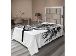 Abakuhaus Lenzuolo Con Motivo Alberi, Silhouette Di Rami Spogli In Design Monocromatico, Illustrazione Naturale, Lenzuolo Morbido E Confortevole Per Un Letto Decorativo, 1 Pezzo, 190 Cm X 100 Cm, Grigio Antracite E Bianco