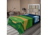 Abakuhaus Lenzuolo Sportivo, Scena Cartoonistica Dello Stadio Con Macchie Pesanti E Gioco Di Baseball Fild Match, Lenzuolo Morbido E Confortevole Per Un Letto Decorativo 1 Pezzo 190 Cm X 100 Cm, Multicolore