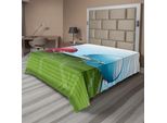 Abakuhaus Lenzuolo Sportivo, Cartone Animato Con Caschi Da Football Americano Allo Stadio, Lenzuolo Morbido E Confortevole Per Un Letto Decorativo 1 Pezzo 260 Cm X 228 Cm, Rosso Corallo Azzurro Cielo