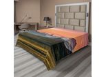 Abakuhaus Lenzuolo Da Letto Paesaggistico, Foto Panoramica A Tema Natura Con Montagne Nuvolose Al Tramonto, Lenzuolo Superiore Morbido E Confortevole Per Un Letto Decorativo 1 Pezzo 244 Cm X 205 Cm, Multicolore