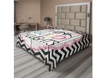Abakuhaus Lenzuolo Con Proverbio, Pensa Positivo Messaggio Con Lettere Color Arcobaleno Su Linee A Zig Zag Chevron, Morbido E Confortevole Lenzuolo Superiore Per Un Letto Decorativo 1 Pezzo 275 Cm X 260 Cm, Multicolore