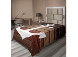 Abakuhaus Lenzuolo Da Letto Marino, Tema Barca Ancora Marina Acqua Anticato Rustico Legno Occidentale, Morbido E Confortevole Lenzuolo Superiore Per Un Letto Decorativo 1 Pezzo 260 Cm X 168 Cm, Marrone Bianco