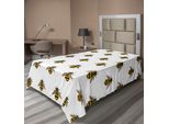 Abakuhaus Lenzuolo Con Motivo Ripetuto Di Api E Insetti Produttori Di Miele Su Sfondo Neutro, Morbido E Confortevole Lenzuolo Superiore Per Un Letto Decorativo 1 Pezzo 260 Cm X 168 Cm, Giallo Grigio