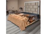 Abakuhaus Lenzuolo Per Letto A Tema Equestre, Motivo Con Cavalli Al Galoppo Sulla Sabbia, Lenzuolo Morbido E Confortevole Per Un Letto Decorativo, 1 Pezzo, 260 Cm X 228 Cm, Marrone Sabbia