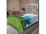 Abakuhaus Lenzuolo Sportivo, Cartone Animato Con Caschi Da Football Americano Allo Stadio, Lenzuolo Superiore Morbido E Confortevole Per Un Letto Decorativo 1 Pezzo 260 Cm X 168 Cm, Rosso Corallo Azzurro Cielo