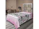 Abakuhaus Lenzuolo Nero E Rosa, Fiori Romantici Ricci In Colore Rosa, Motivo, Lenzuolo Superiore Morbido E Confortevole Per Un Letto Decorativo 1 Pezzo 190 Cm X 100 Cm, Rosa E Grigio Scuro