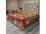 Abakuhaus Lenzuolo Etnico, Immagine Folcloristica Con Tradizionali Dolci Russi E Ornamenti Floreali E Uccelli Su Legno, Lenzuolo Morbido E Confortevole Per Un Letto Decorativo 1 Pezzo 260 Cm X 228 Cm, Multicolore
