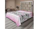 Abakuhaus Lenzuolo Nero E Rosa, Curly Romantici Fiori In Colore Rosa, Motivo, Morbido E Confortevole Lenzuolo Superiore Per Un Letto Decorativo 1 Pezzo 260 Cm X 228 Cm, Rosa E Grigio Scuro