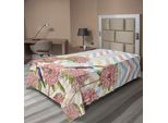 Abakuhaus Lenzuolo Con Fiori, Grafica Vintage Con Peonie E Uccelli Su Zigzag Grunge, Lenzuolo Morbido E Confortevole Per Un Letto Decorativo 1 Pezzo 190 Cm X 100 Cm, Multicolore