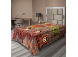 Abakuhaus Lenzuolo Etnico, Immagine Folcloristica Con Tradizionali Dolci Russi E Ornamenti Floreali E Uccelli Su Legno, Lenzuolo Morbido E Confortevole Per Un Letto Decorativo 1 Pezzo 260 Cm X 168 Cm, Multicolore
