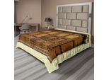 Abakuhaus Lenzuolo Retrò, Design Rustico Con Elementi Architettonici Vintage, Lenzuolo Morbido E Confortevole Per Un Letto Decorativo 1 Pezzo 260 Cm X 228 Cm, Color Crema E Marrone Chiaro
