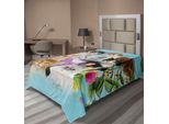 Abakuhaus Lenzuolo Per Amanti Dei Gatti, Composizione Astratta Di Gatti Domestici, Gatti Domestici Con Composizione Fiorita, Lenzuolo Morbido E Confortevole Per Un Letto Decorativo, 1 Pezzo, 260 Cm X 168 Cm, Multicolore